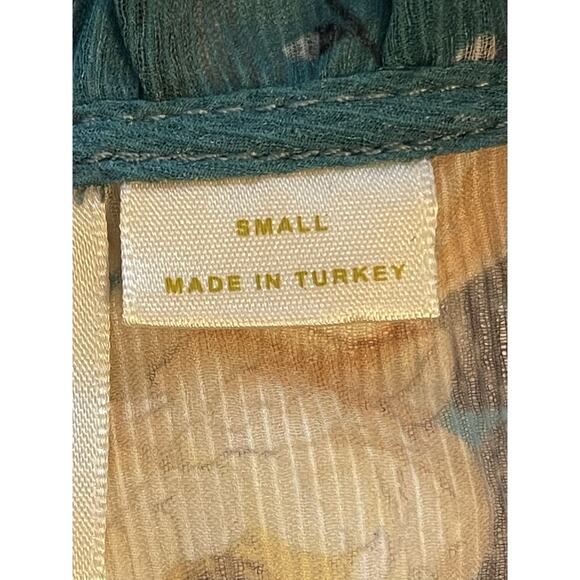 Anthropologie Maeve Women’s Small Turquoise Long Sleeved Mini Dress Boho - Picture 6 of 8